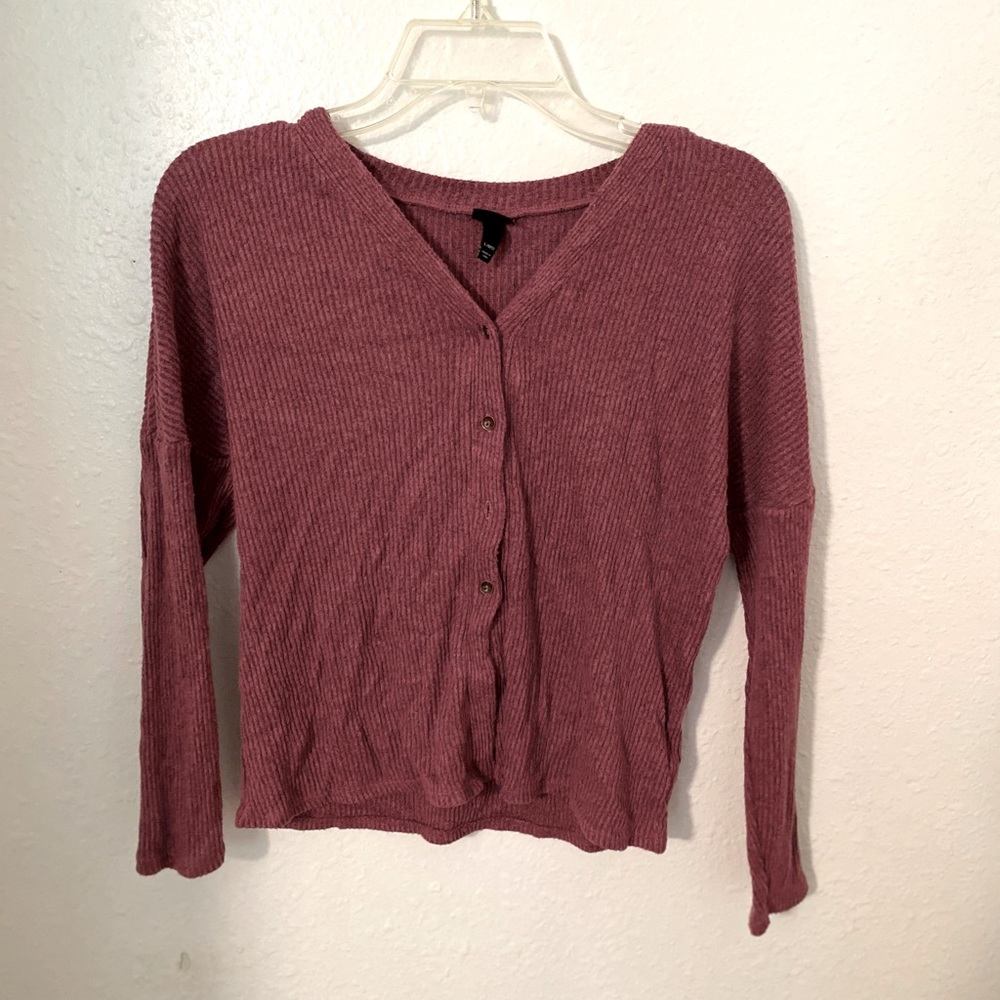 maroon ribbed button up